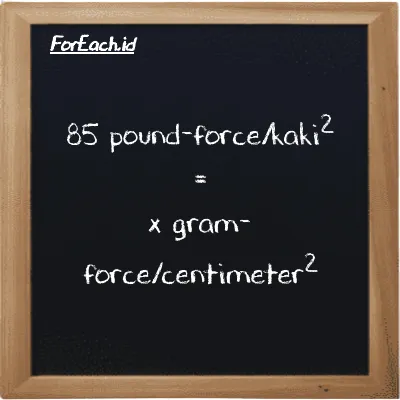 Contoh konversi pound-force/kaki<sup>2</sup> ke gram-force/centimeter<sup>2</sup> (lbf/ft<sup>2</sup> ke gf/cm<sup>2</sup>)